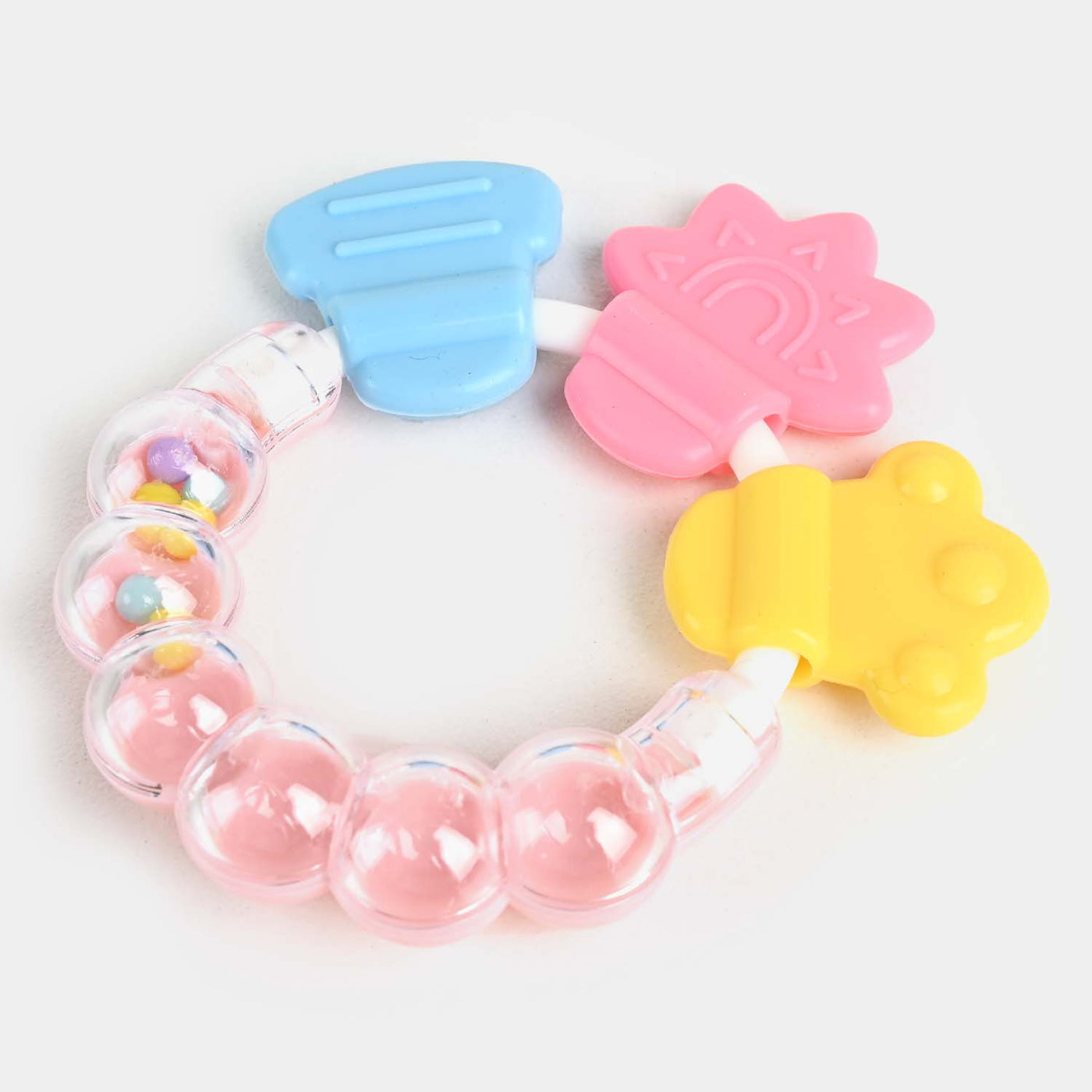 Multi Pattern Rattle & Silicon Teether | Pink