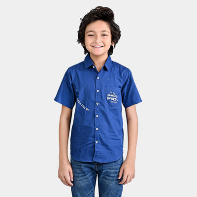 Boys Oxford Casual Shirt (Skate Board Free Style)-T/Navy
