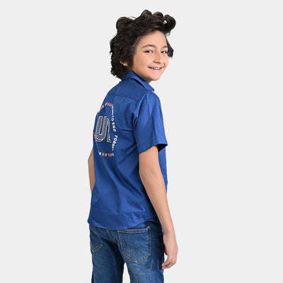 Boys Oxford Casual Shirt (Skate Board Free Style)-T/Navy