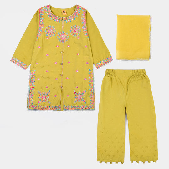 Girls Cotton Jacquard 3Pcs Sumbul - Green