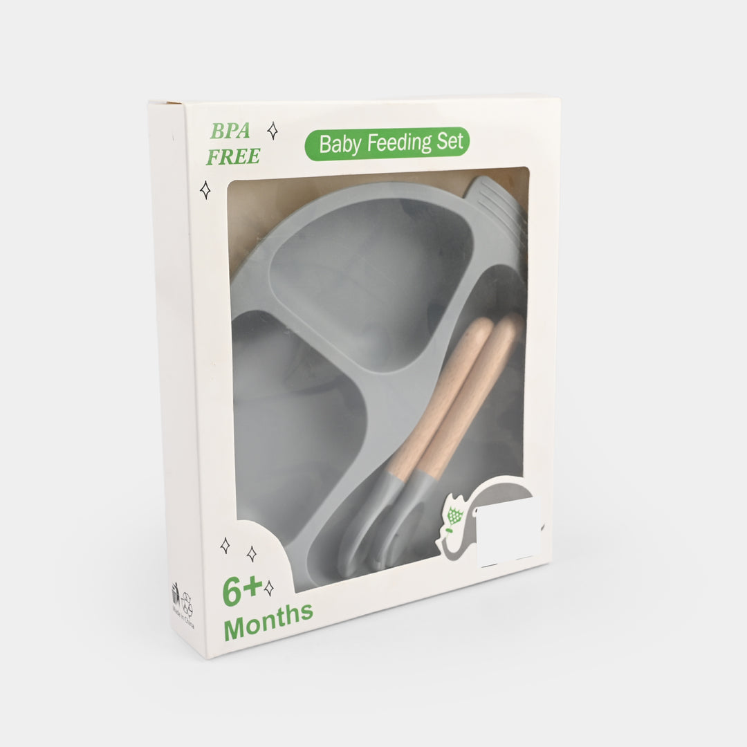 Baby Silicone Plate with Fork & Spoon Set