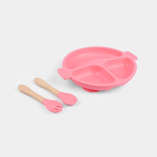 Baby Silicone Plate with Fork & Spoon Set