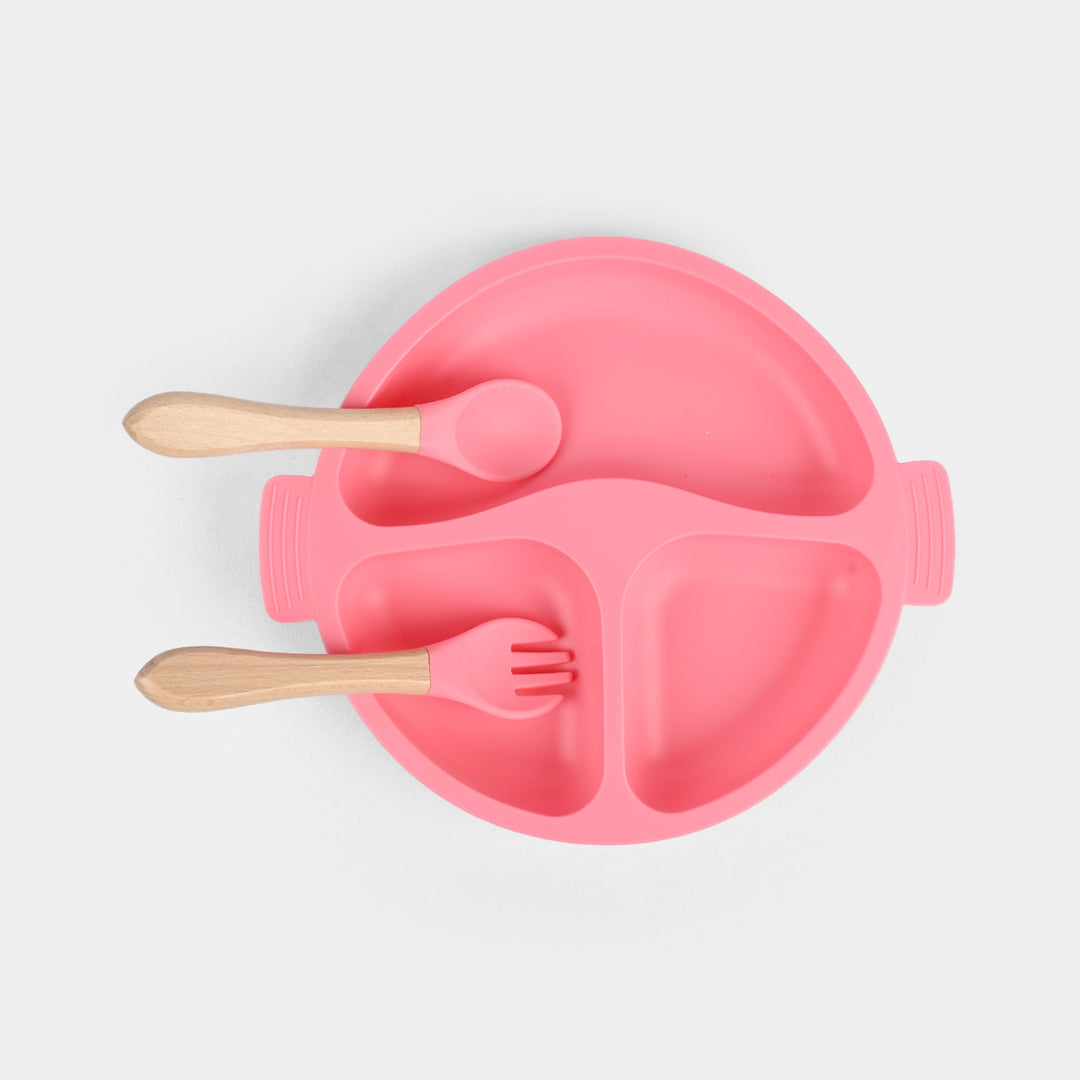 Baby Silicone Plate with Fork & Spoon Set
