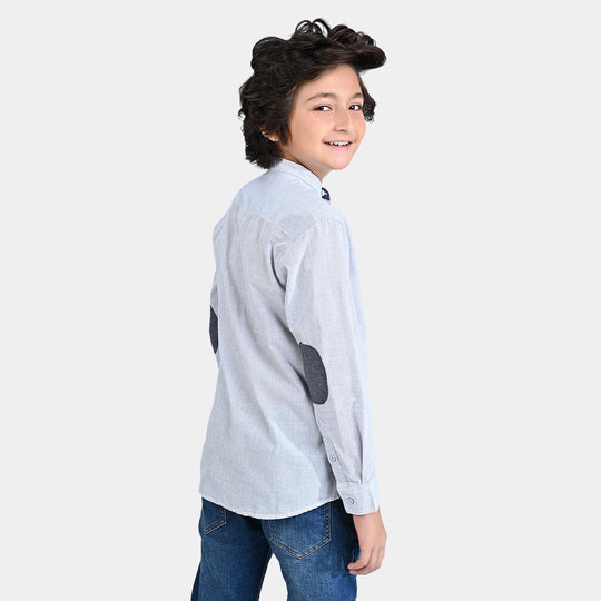 Boys Yarn Dyed Casual Shirt F/S (Sun Shine)-G/Stripe