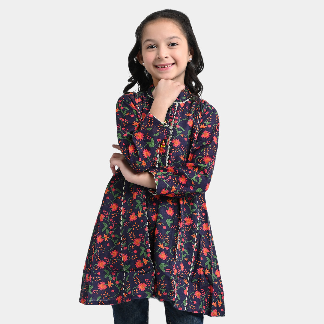 Girls Cotton Printed Kurti Bahaar-Purple