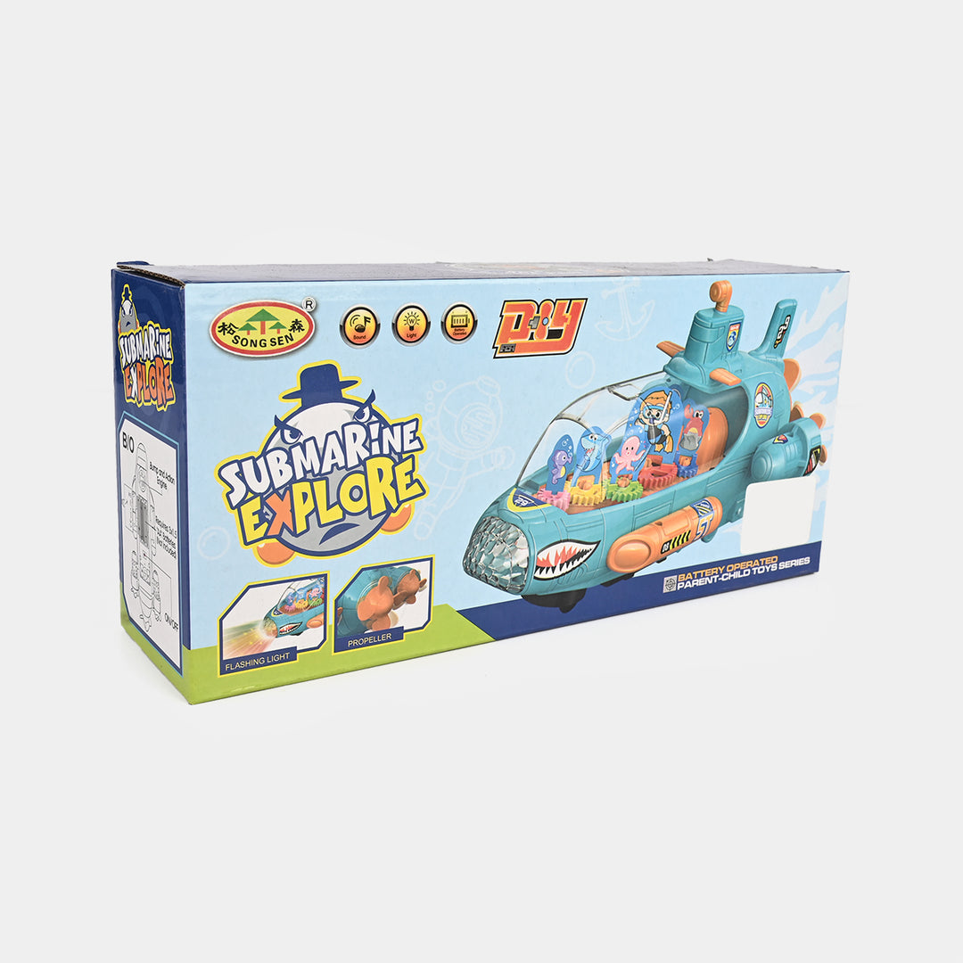 Electric Transparent Gear Submarine Toy for kids