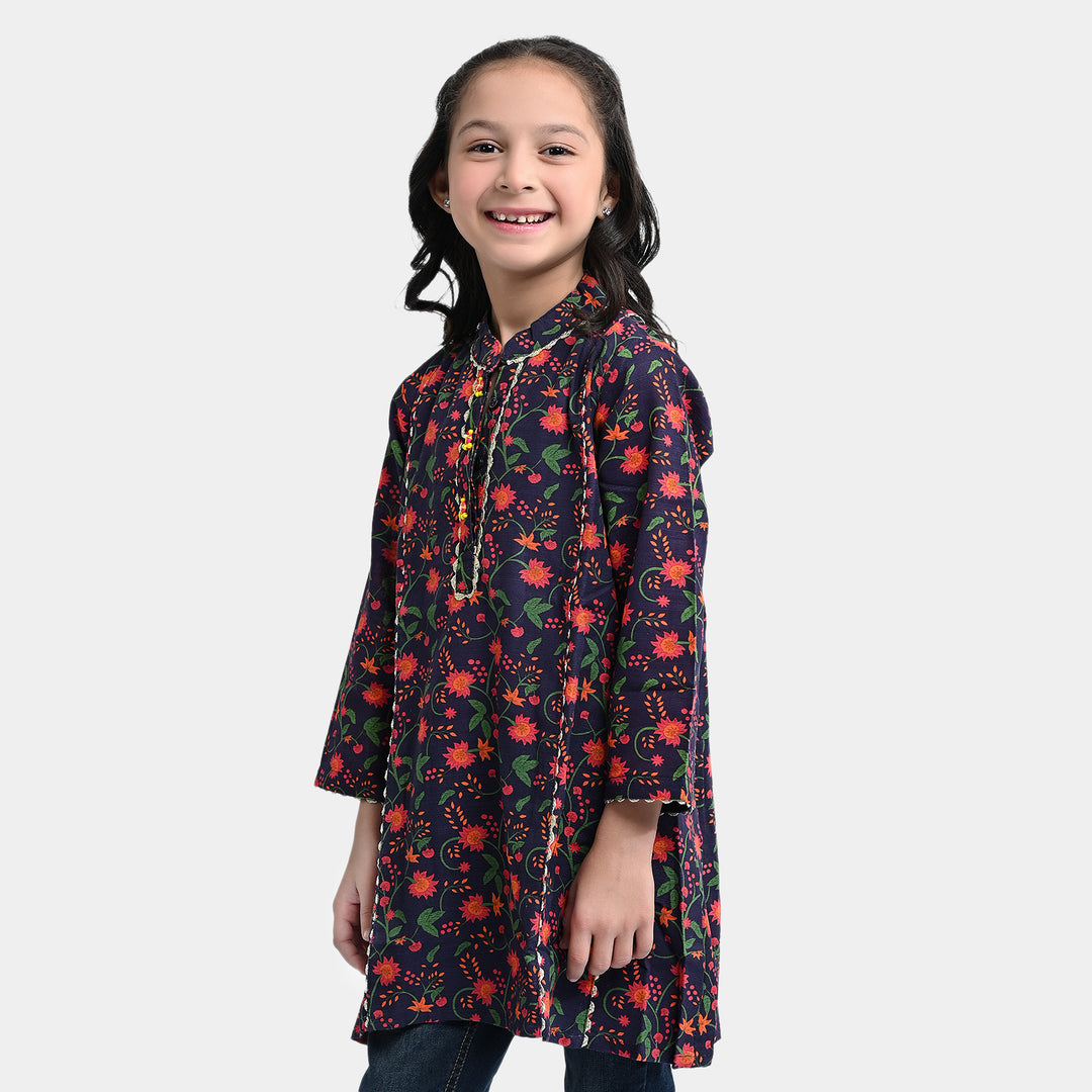 Girls Cotton Printed Kurti Bahaar-Purple