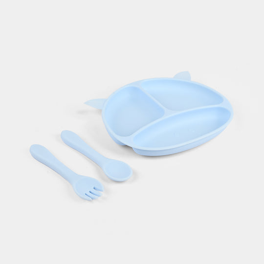 Baby Silicone Plate with Fork & Spoon Set