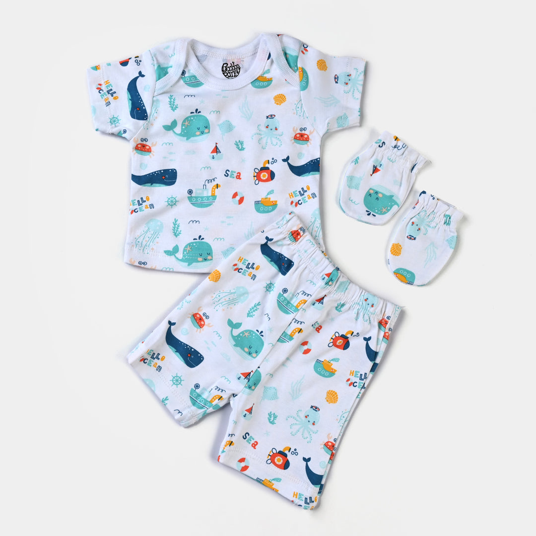 Infant Boys Cotton Poplin 8 Piece Set Marine Life-mIX