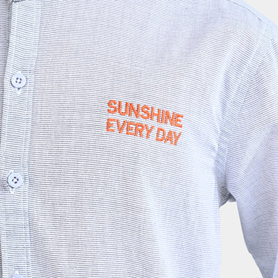 Boys Yarn Dyed Casual Shirt F/S (Sun Shine)-G/Stripe