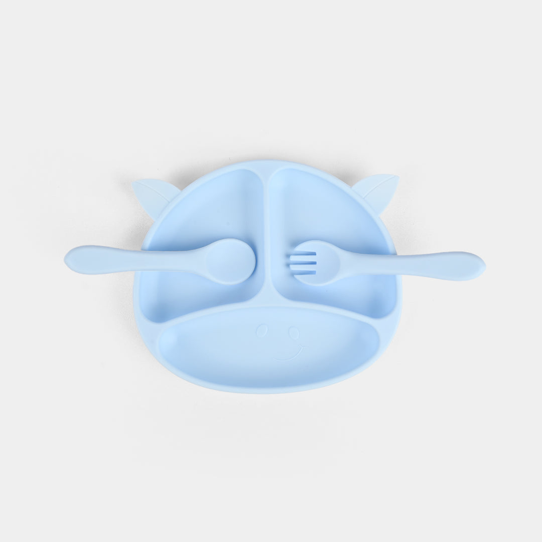 Baby Silicone Plate with Fork & Spoon Set