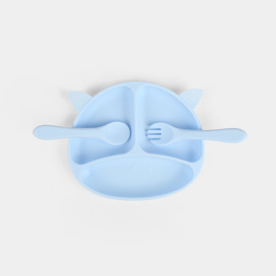 Baby Silicone Plate with Fork & Spoon Set