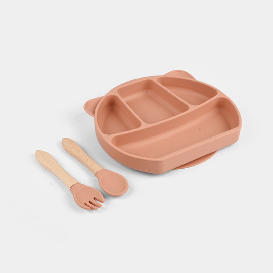 Baby Silicone Plate with Fork & Spoon Set