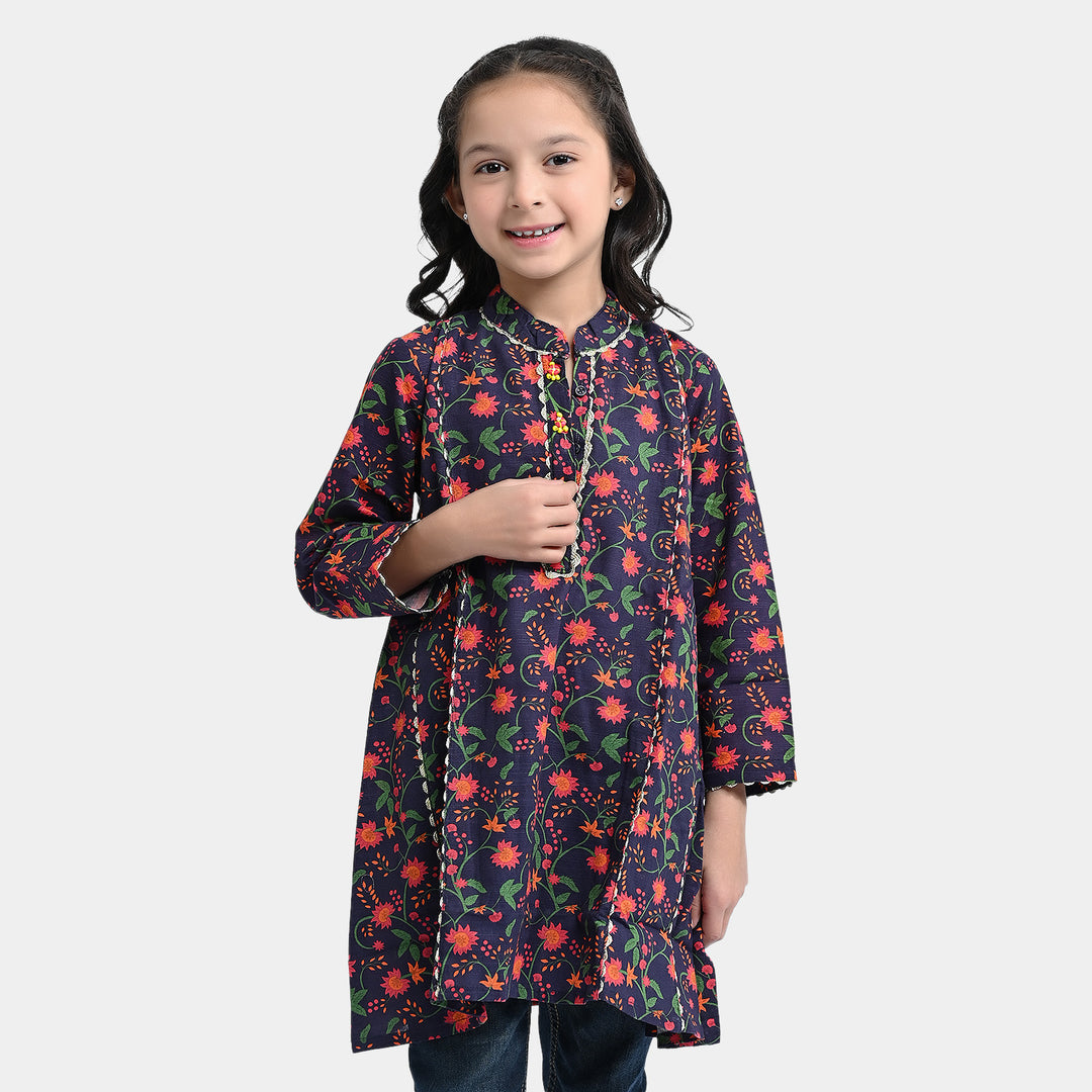 Girls Cotton Printed Kurti Bahaar-Purple