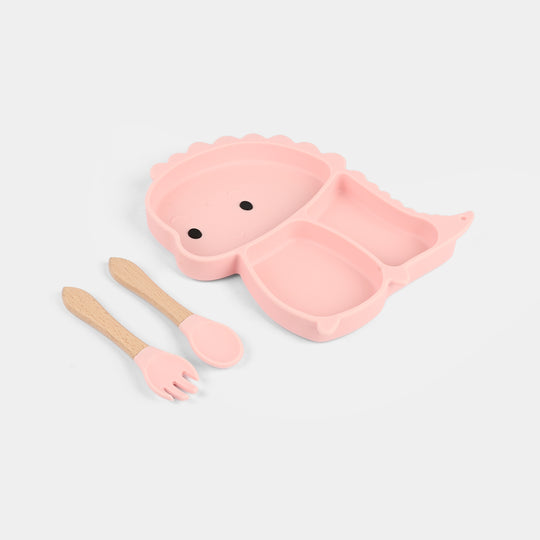 Baby Silicone Plate with Fork & Spoon Set
