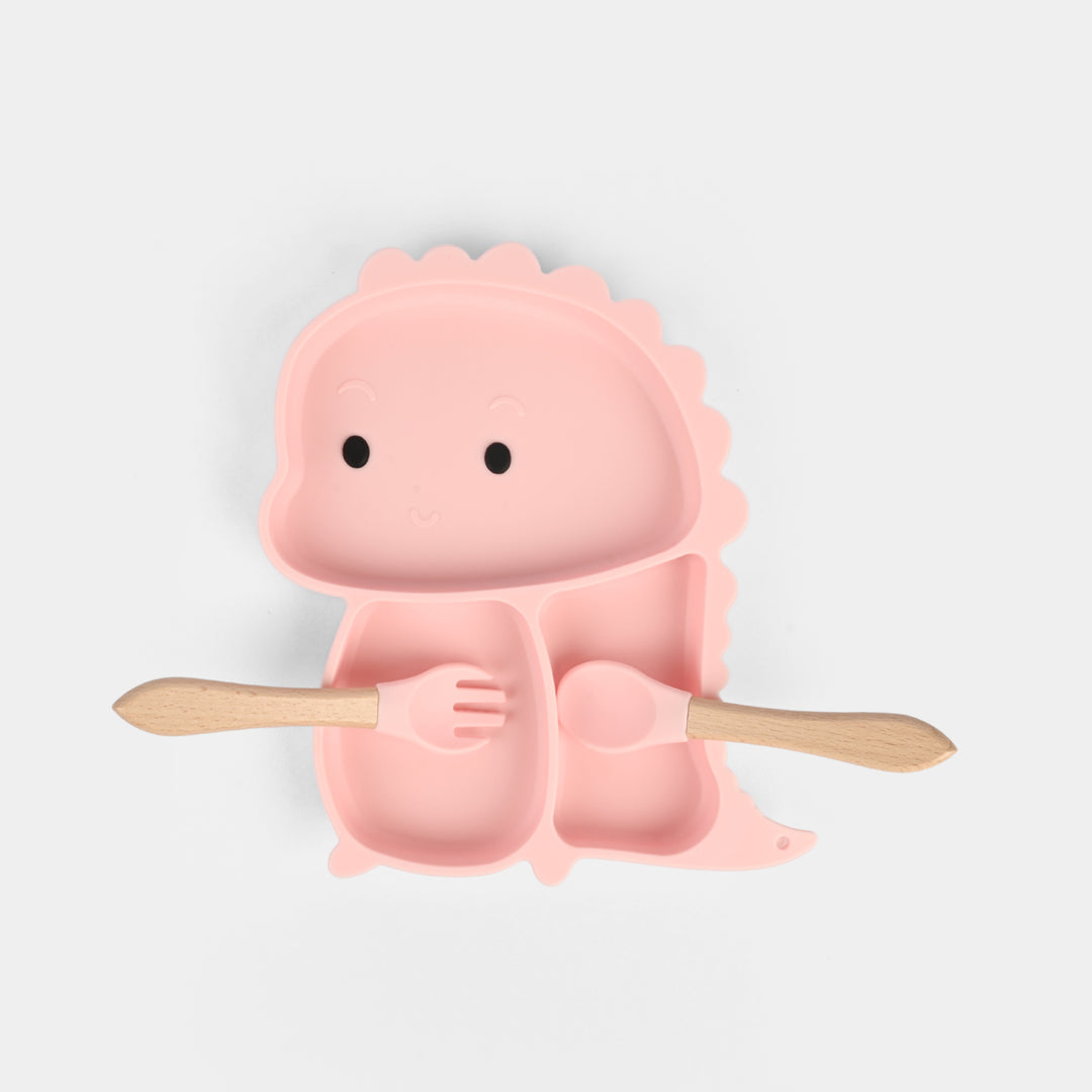 Baby Silicone Plate with Fork & Spoon Set