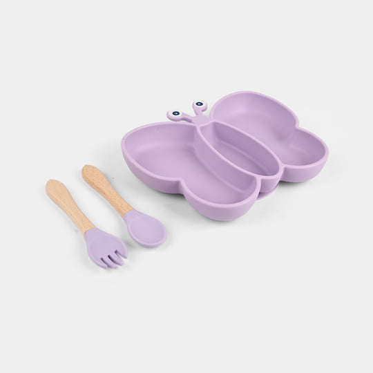 Baby Silicone Plate with Fork & Spoon Set