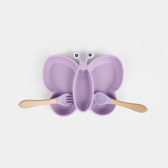 Baby Silicone Plate with Fork & Spoon Set