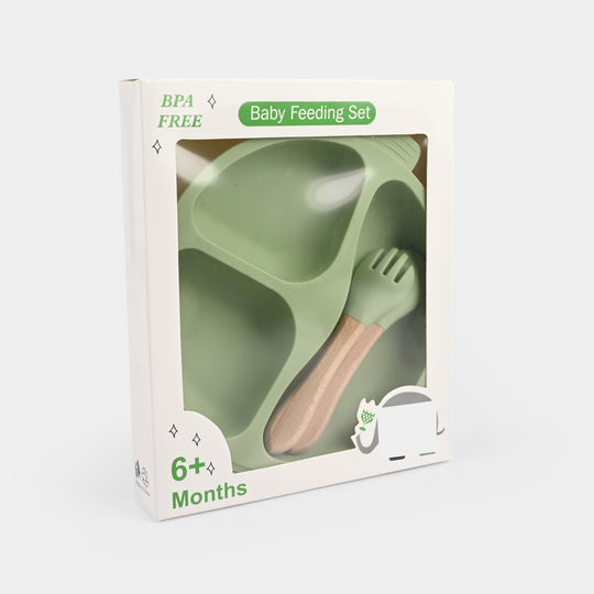 Baby Silicone Plate with Fork & Spoon Set