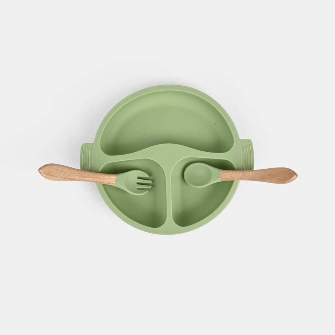 Baby Silicone Plate with Fork & Spoon Set