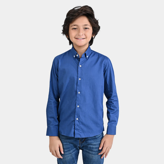 Boys Cotton Poplin Formal Shirt-T/Navy