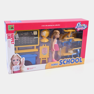 Doll With School Play Set