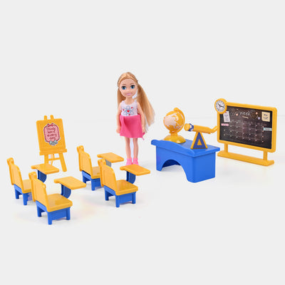 Doll With School Play Set