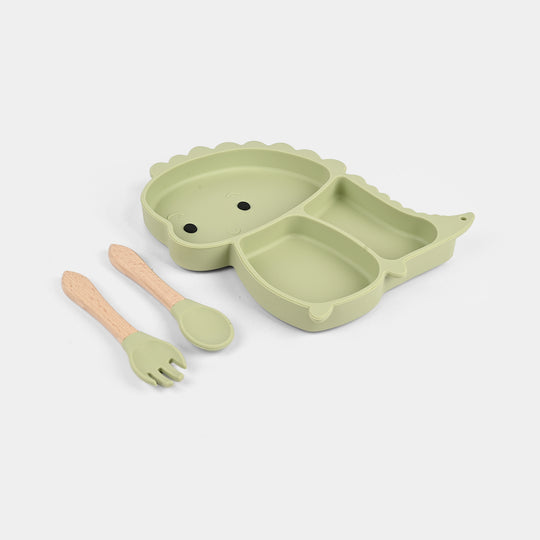Baby Silicone Plate with Fork & Spoon Set