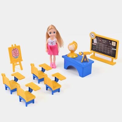 Doll With School Play Set