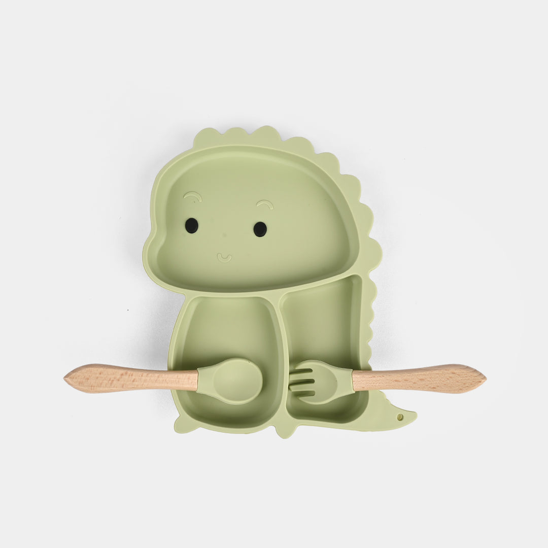 Baby Silicone Plate with Fork & Spoon Set