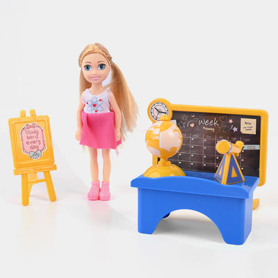 Doll With School Play Set