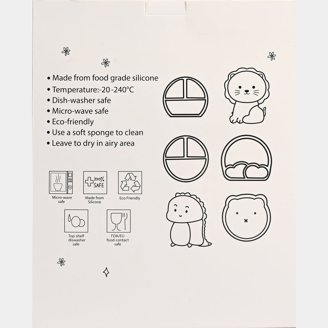 Baby Silicone Divided Plate with Spoon & Fork