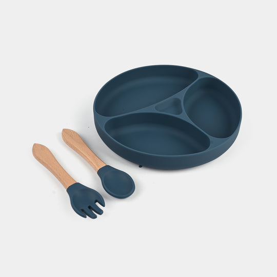 Baby Silicone Divided Plate with Spoon & Fork