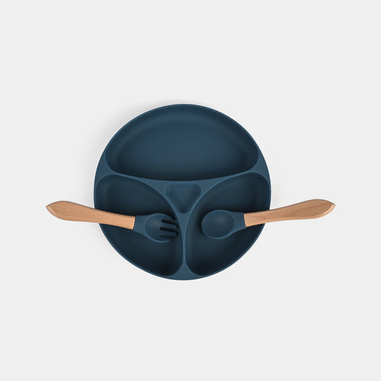 Baby Silicone Divided Plate with Spoon & Fork