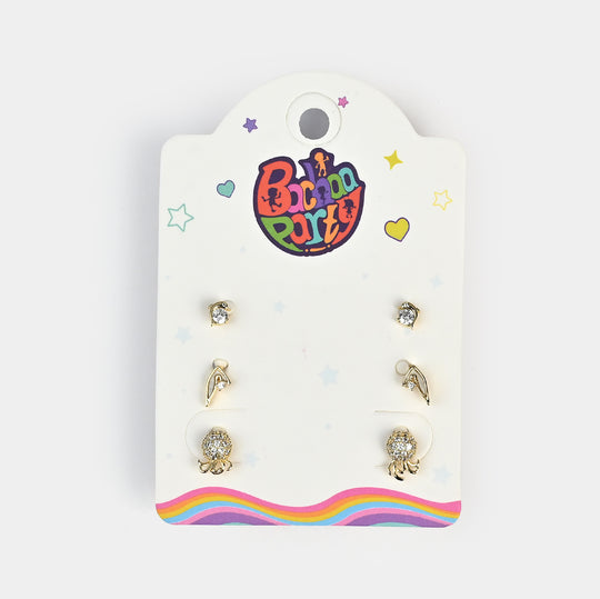 Fancy 3 Pair Stud Earring for Girls
