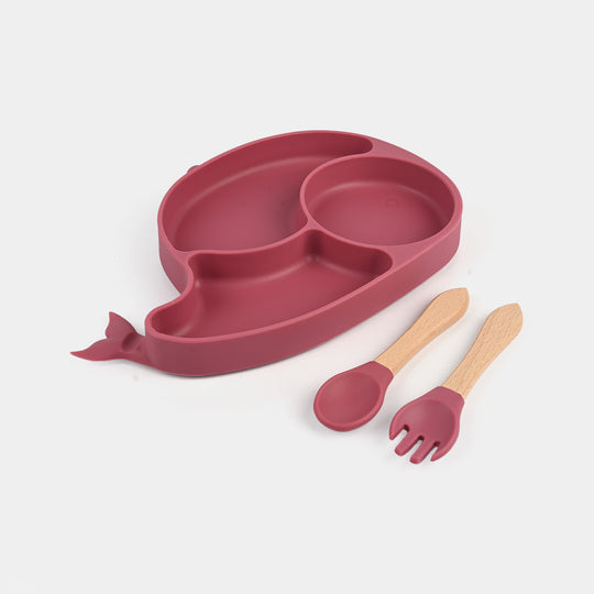 Baby Silicone Plate with Fork & Spoon Set