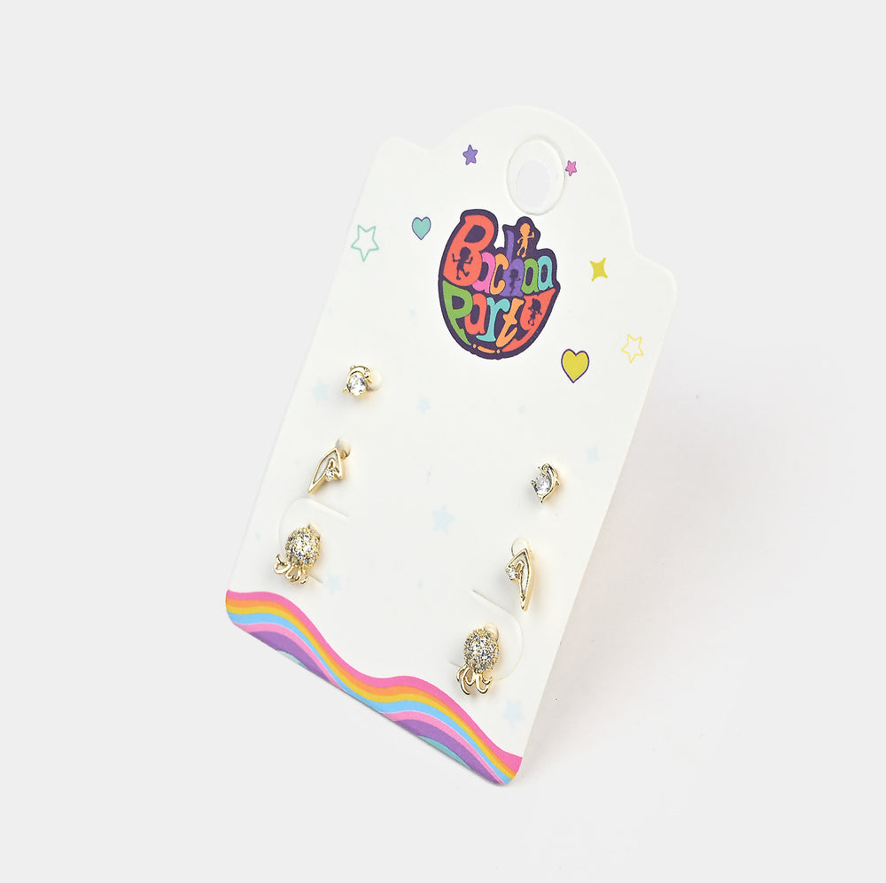 Fancy 3 Pair Stud Earring for Girls