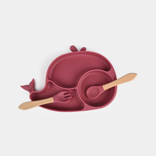 Baby Silicone Plate with Fork & Spoon Set