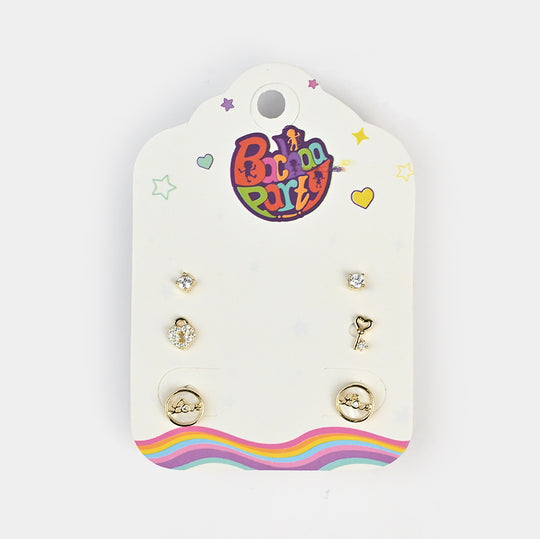 Fancy 3 Pair Stud Earring for Girls