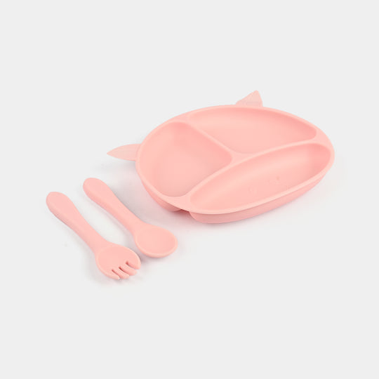 Baby Silicone Plate with Fork & Spoon Set