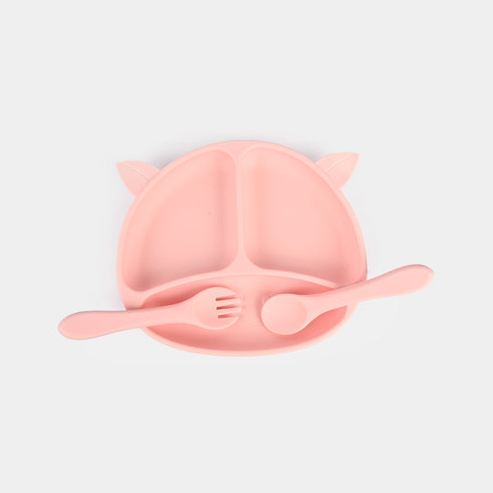 Baby Silicone Plate with Fork & Spoon Set