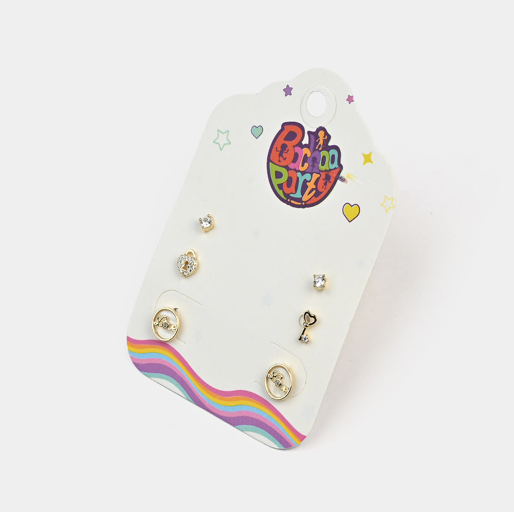 Fancy 3 Pair Stud Earring for Girls