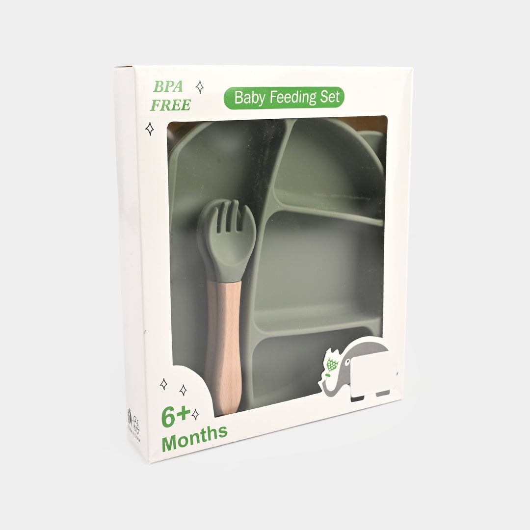 Baby Silicone Plate with Fork & Spoon Set
