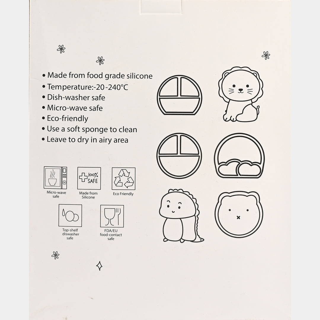 Baby Silicone Plate with Fork & Spoon Set