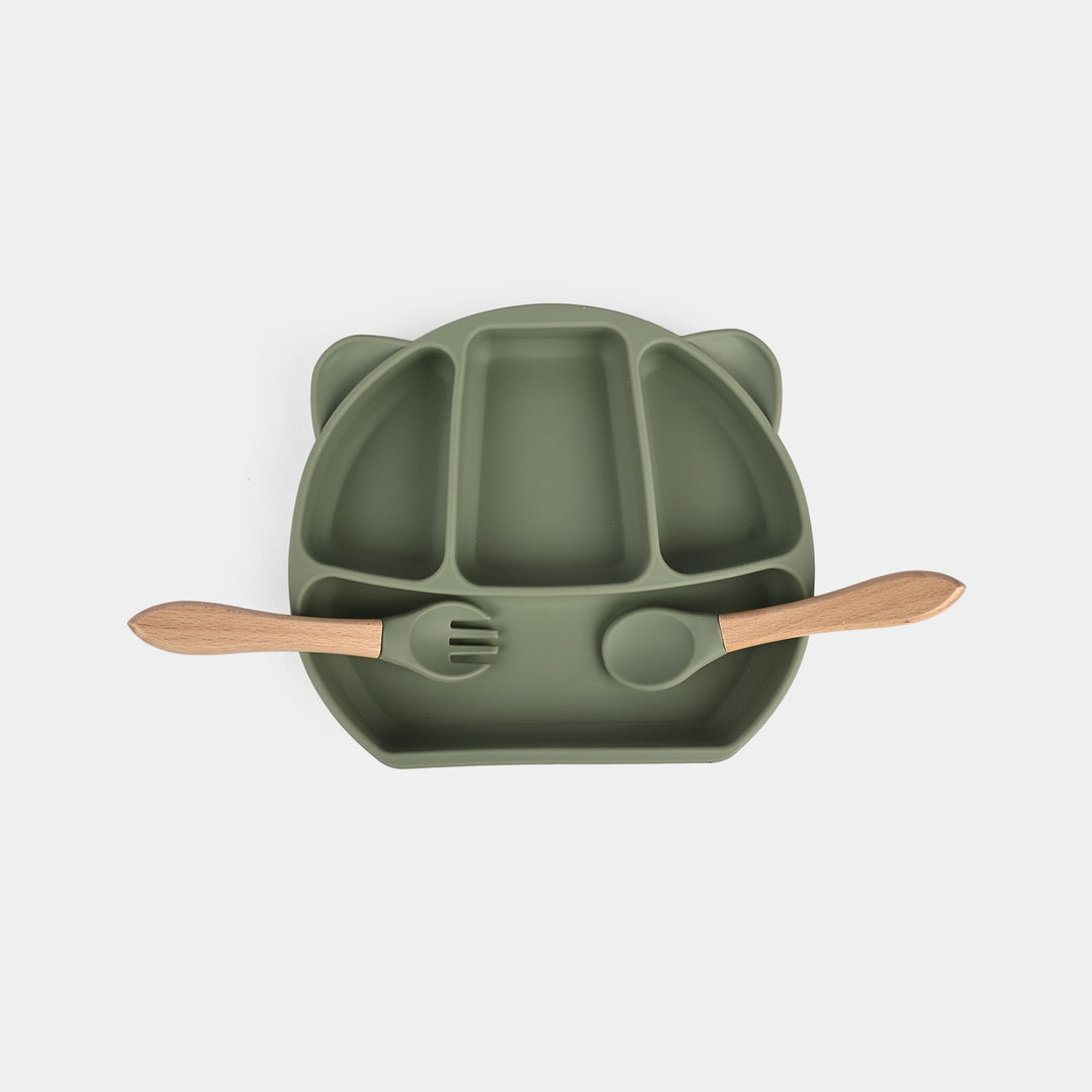 Baby Silicone Plate with Fork & Spoon Set