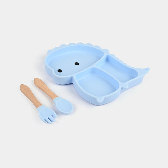 Baby Silicone Plate with Fork & Spoon Set