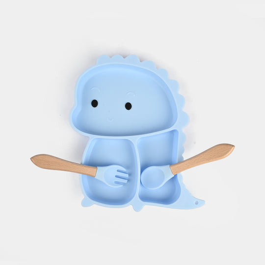 Baby Silicone Plate with Fork & Spoon Set