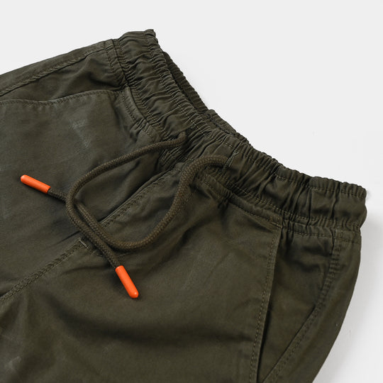 Boys Cotton Short Bermuda-Olive Green