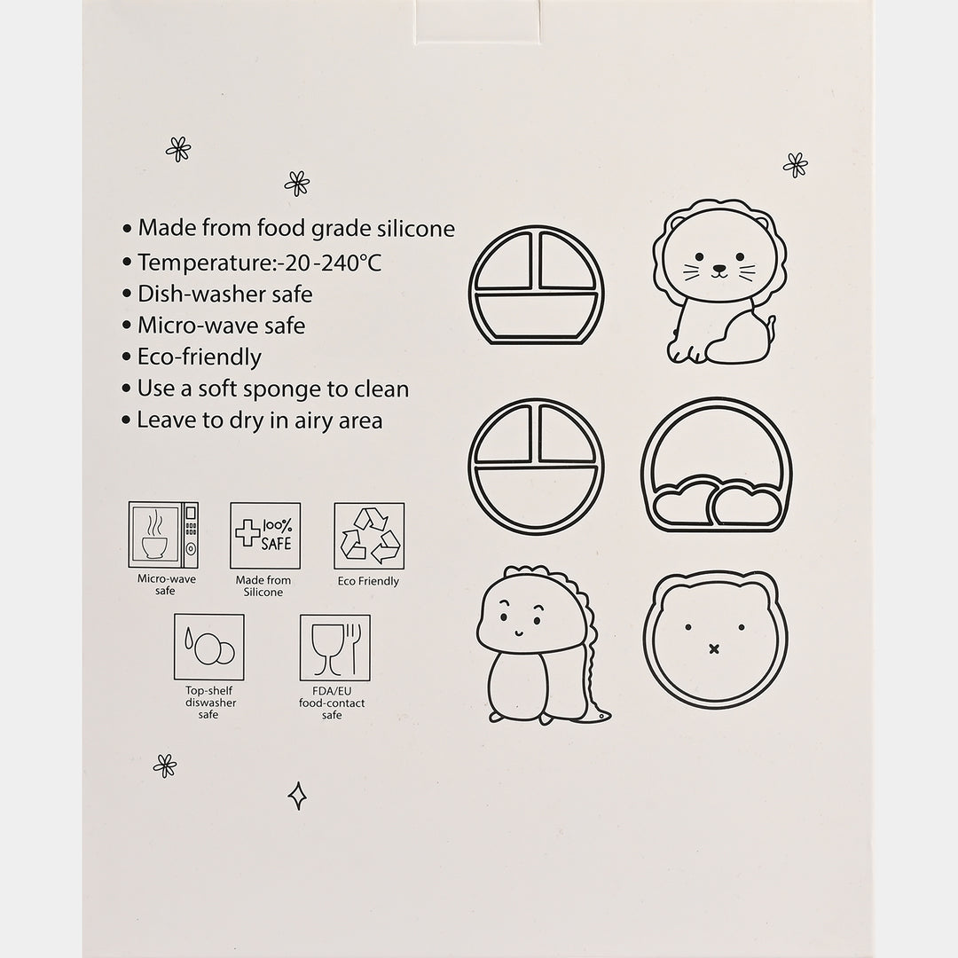 Baby Silicone Divided Plate with Spoon & Fork