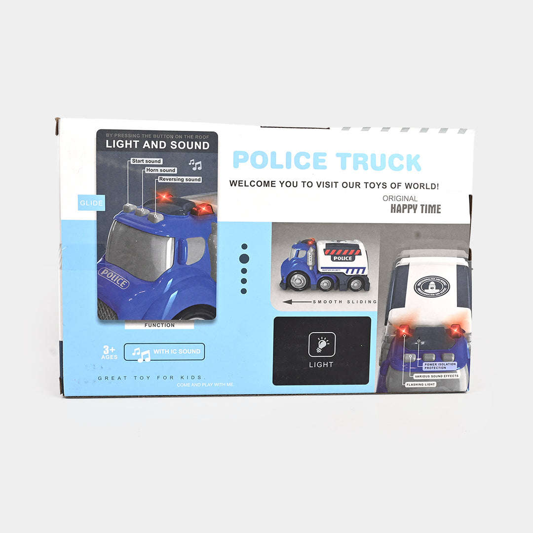 Kids' Interactive Police Rescue Truck – Friction Powered with Realistic Lights & Sound